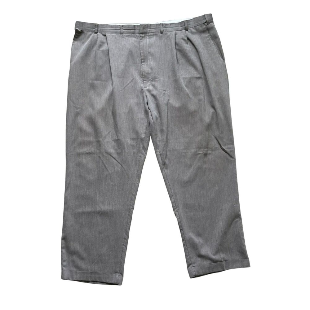 Geoffrey Beene Dress Pants Mens 48x30 Gray Pleated Tapered Business Formal